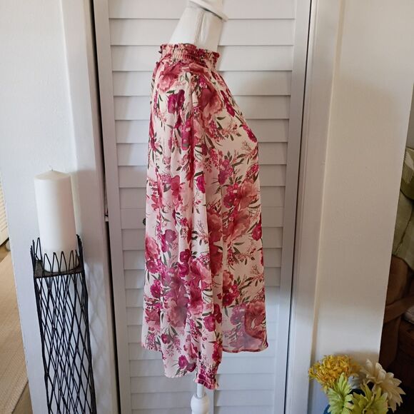 Torrid Smocked Mock Neck Long Sleeve Chiffon Floral Blouse 2X - Picture 4 of 8